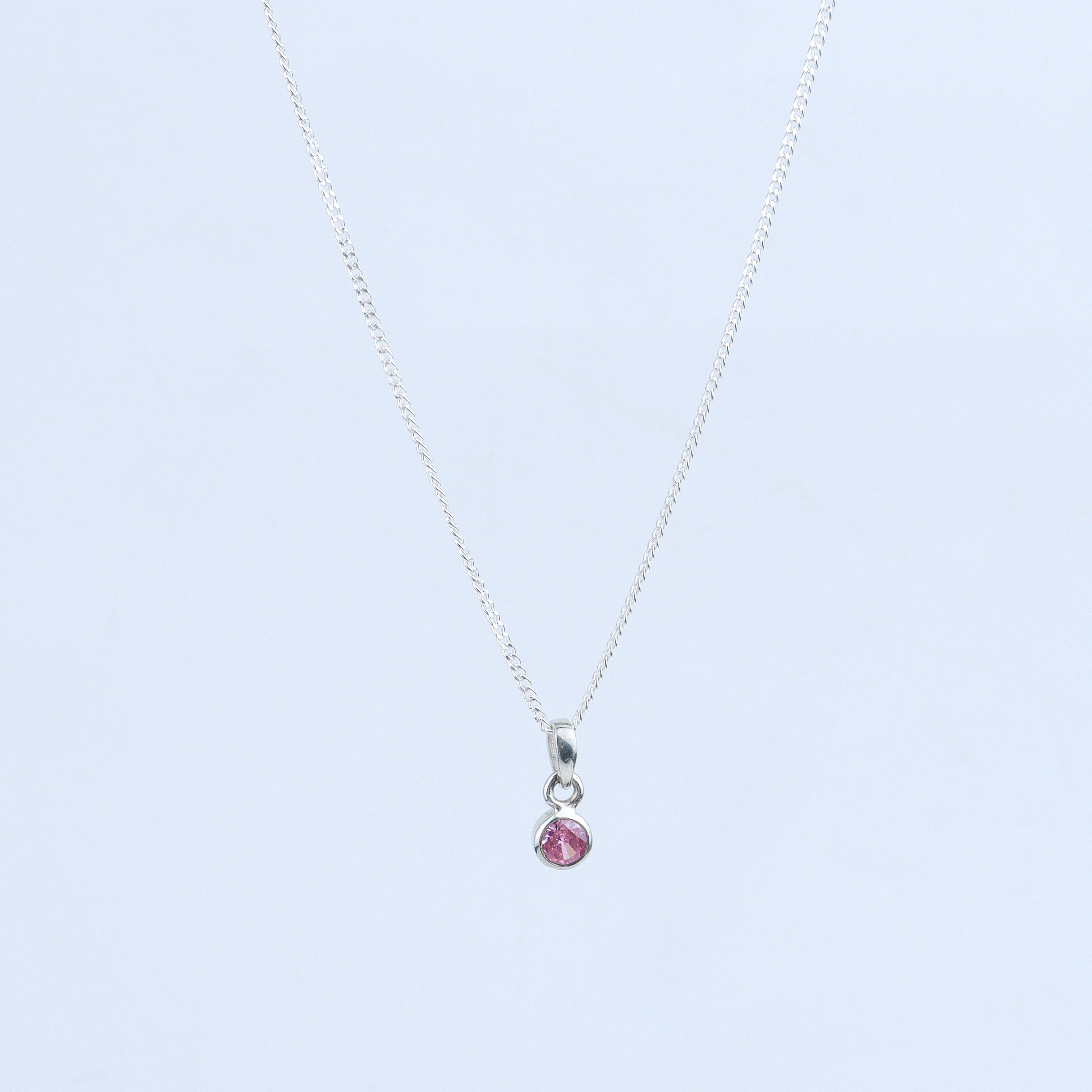 Pink CZ Pendant Necklace