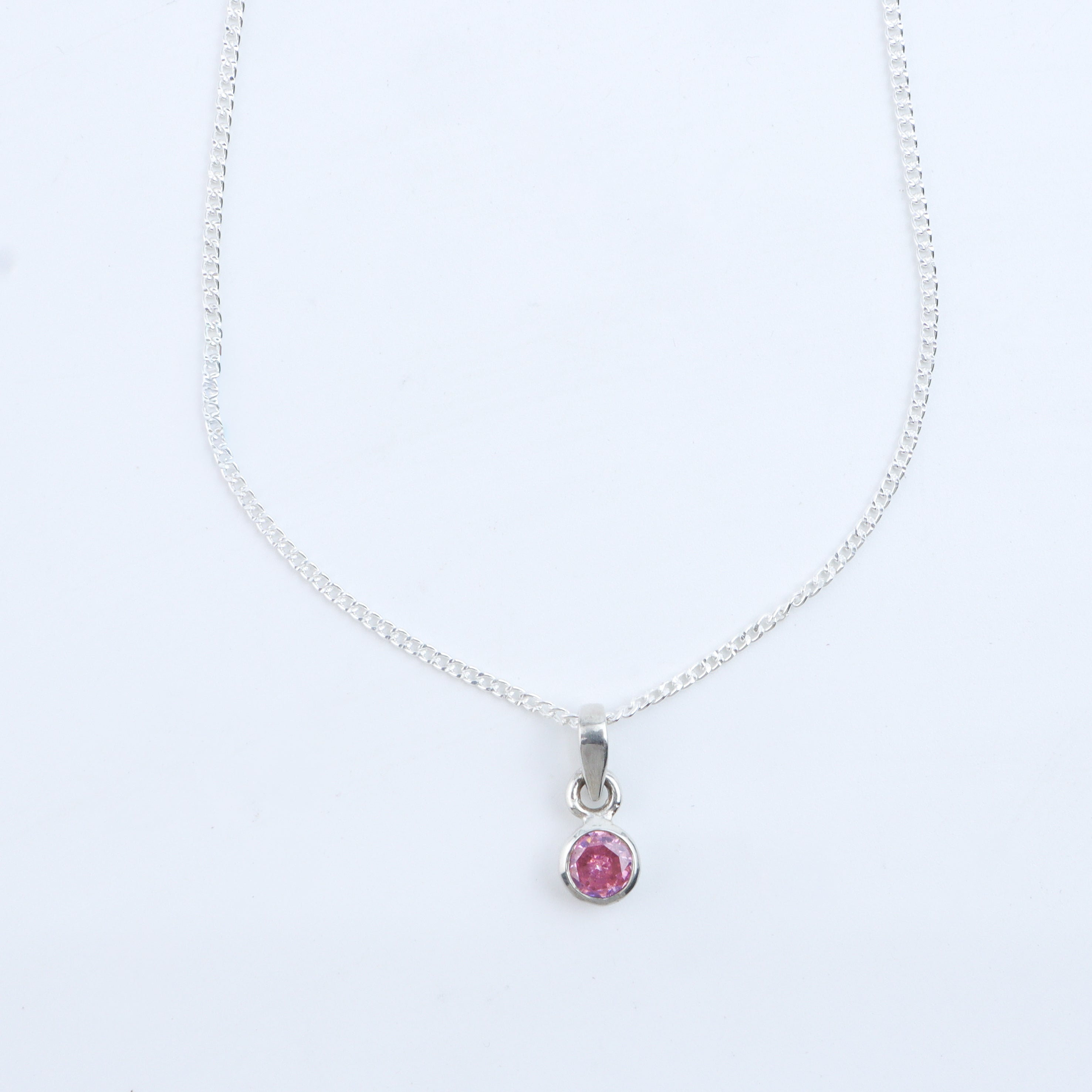 Pink CZ Pendant Necklace