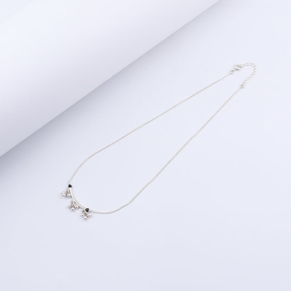 Handmade Silver Mangalsutra : Pearl Latkan with spinels and pipe