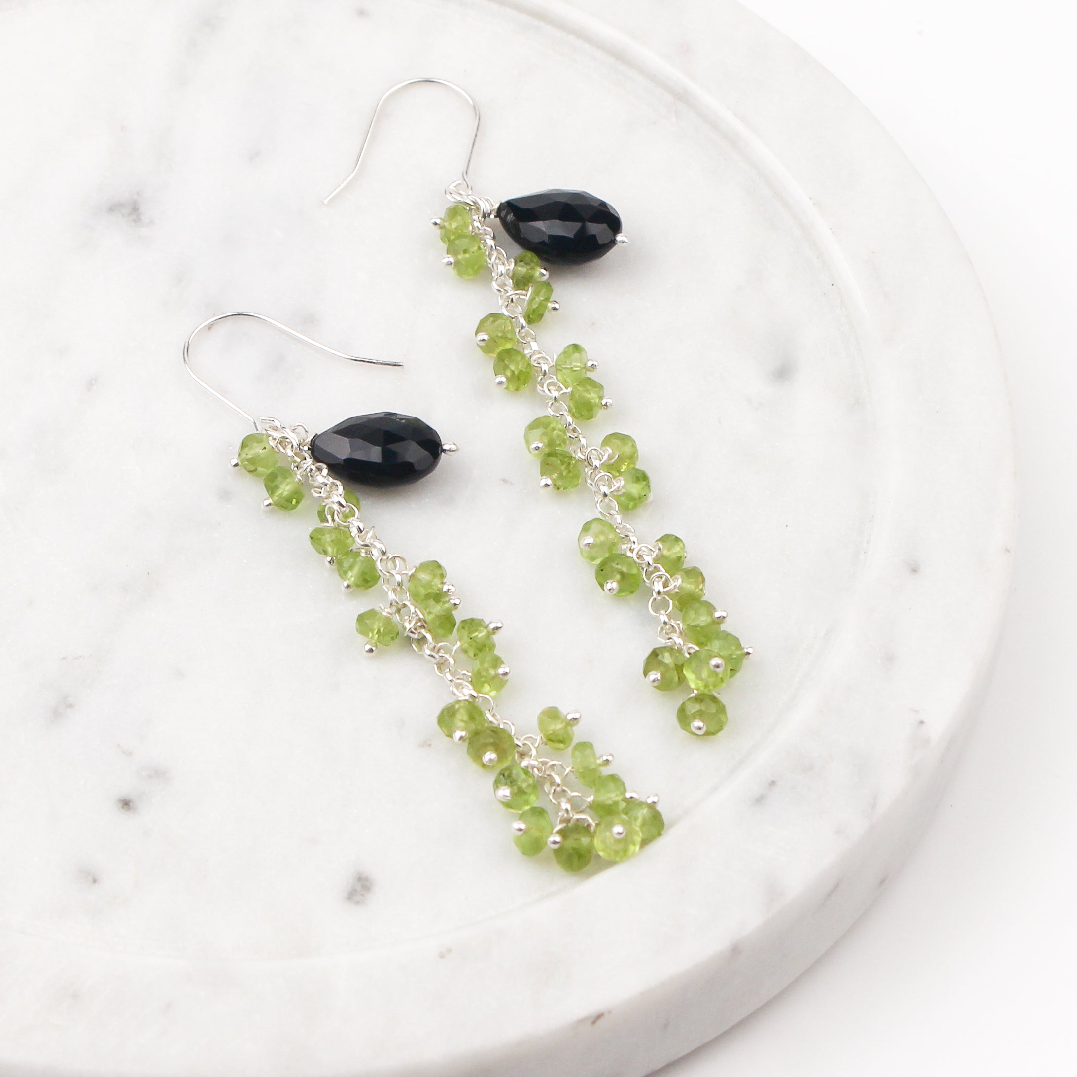 Black Spinel and Peridot Earrings (Project Handmade)