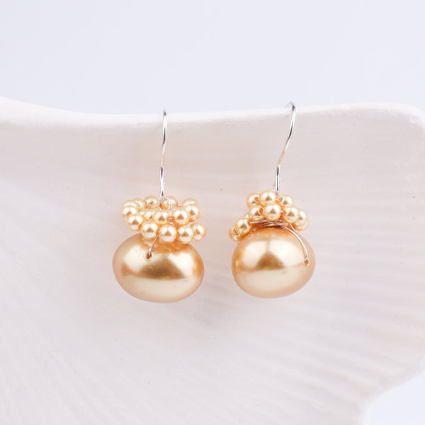 Golden Pearl Silver Earrings (Project Handmade)