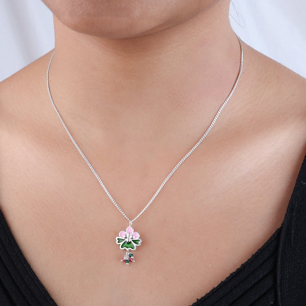 Enamel Flower Pendant Necklace