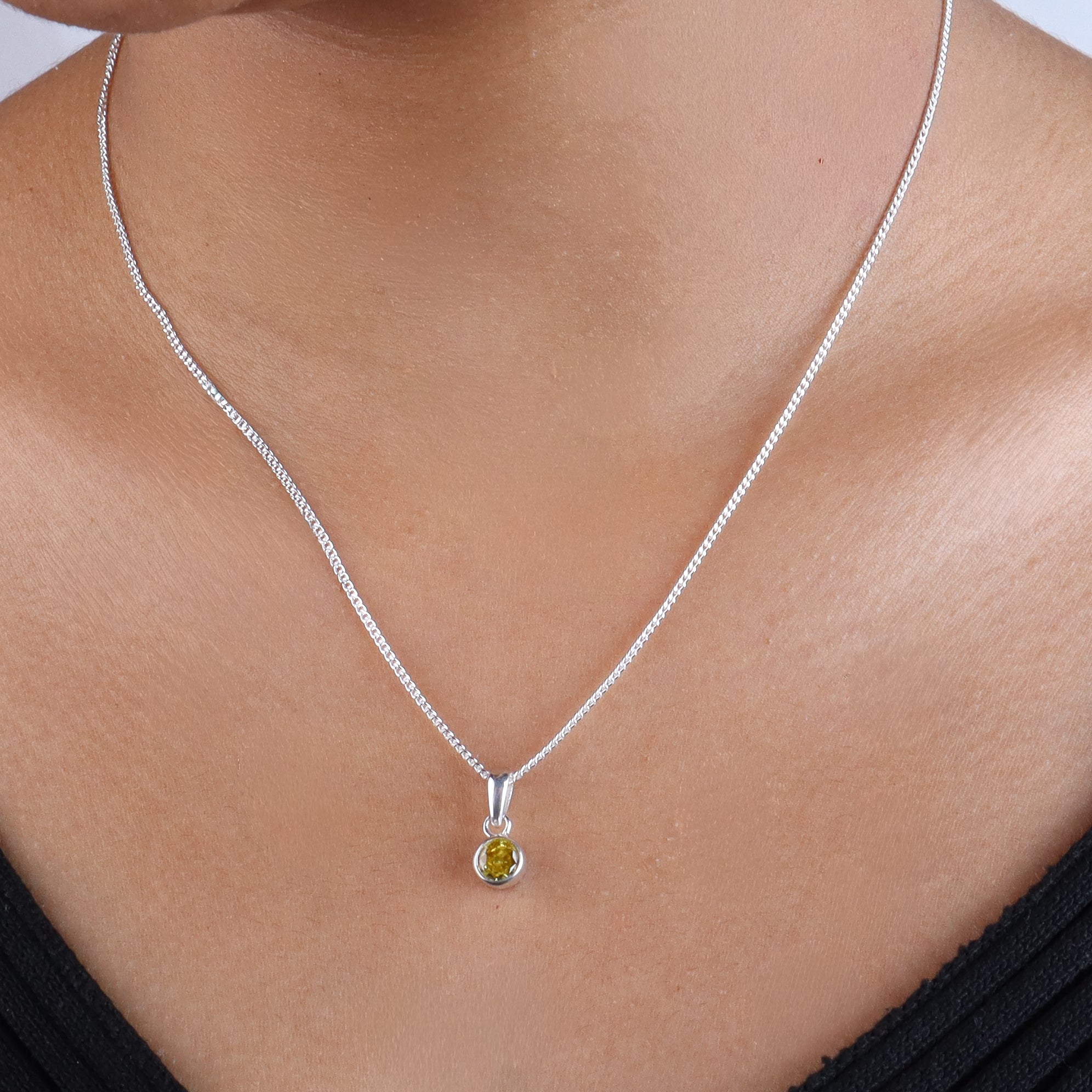 Yellow CZ Pendant Necklace