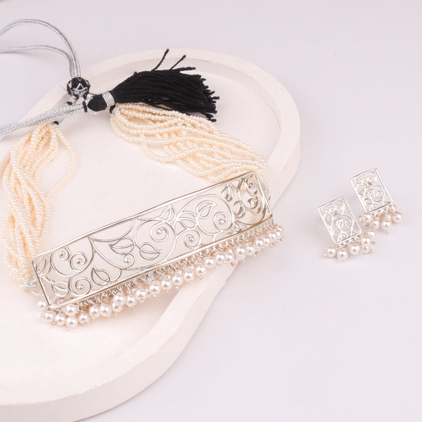 Pearl Vel Nakshi Choker Set (Made to Order)