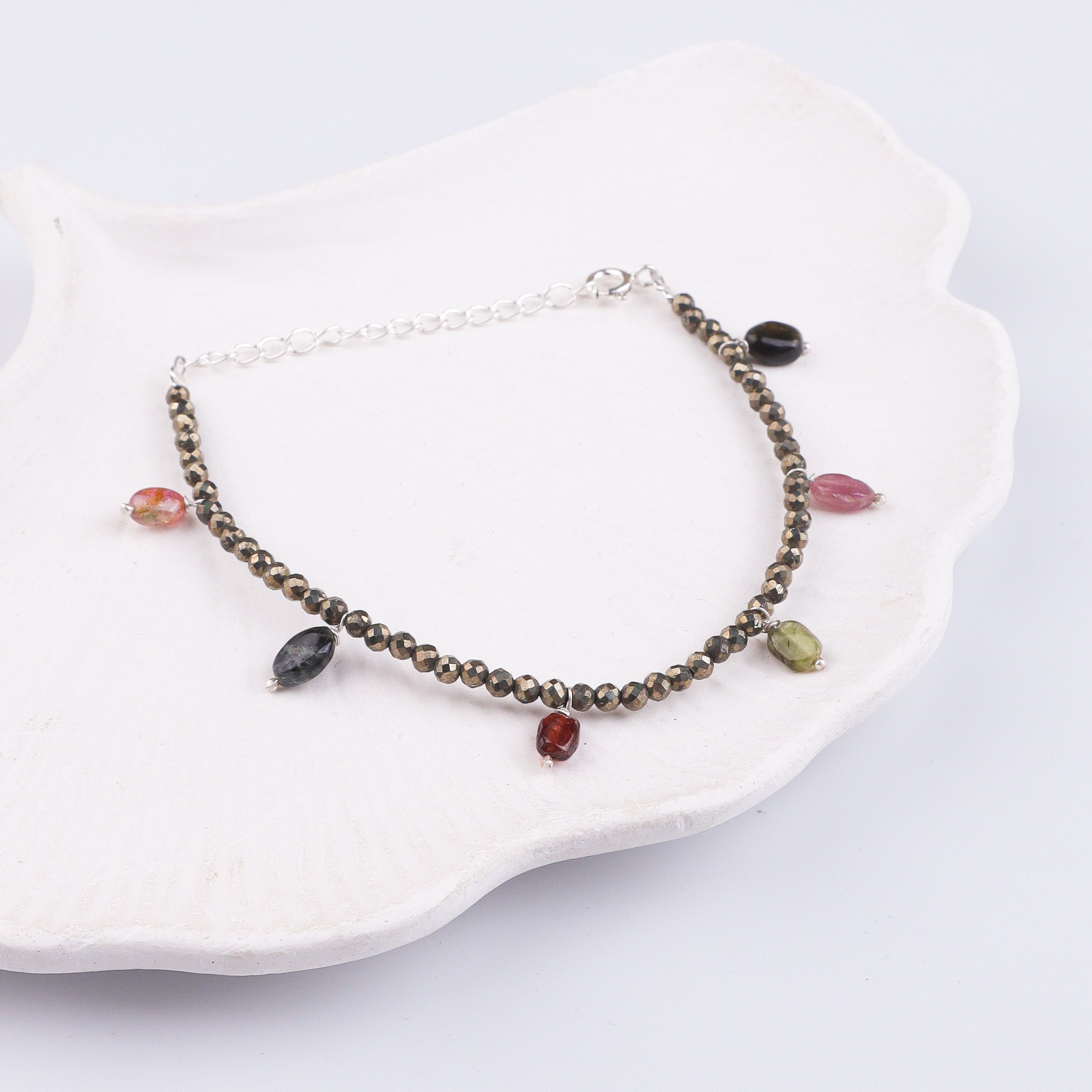 Pyrite Stone Silver Bracelet (Project Handmade)