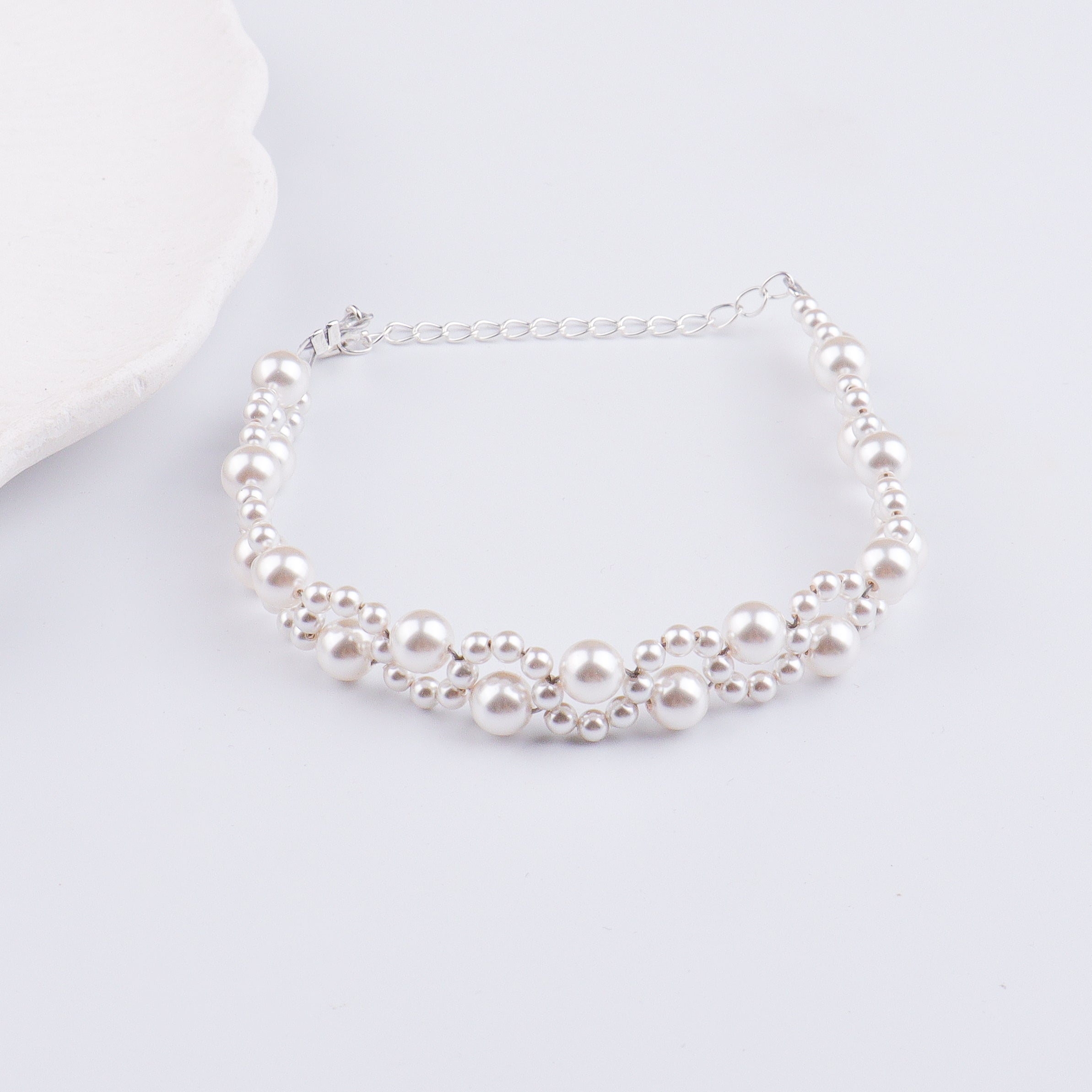 White Pearl Silver Bracelet (Project Handmade)