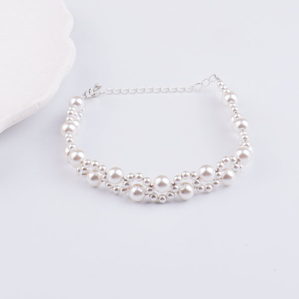 White Pearl Silver Bracelet (Project Handmade)