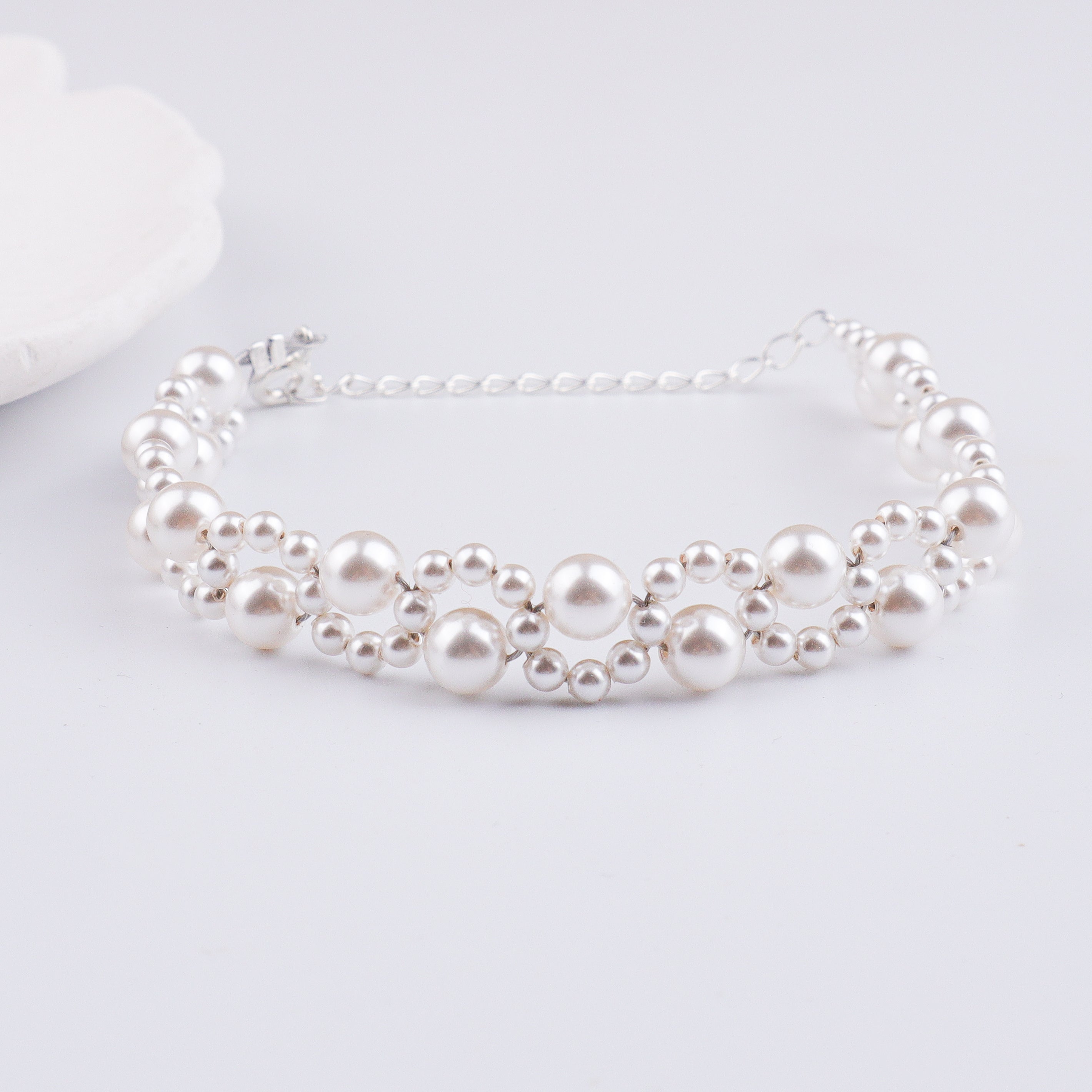 White Pearl Silver Bracelet (Project Handmade)