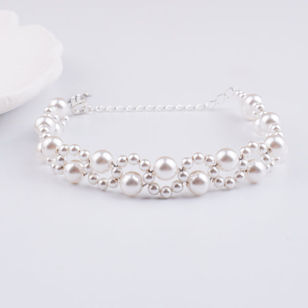 White Pearl Silver Bracelet (Project Handmade)