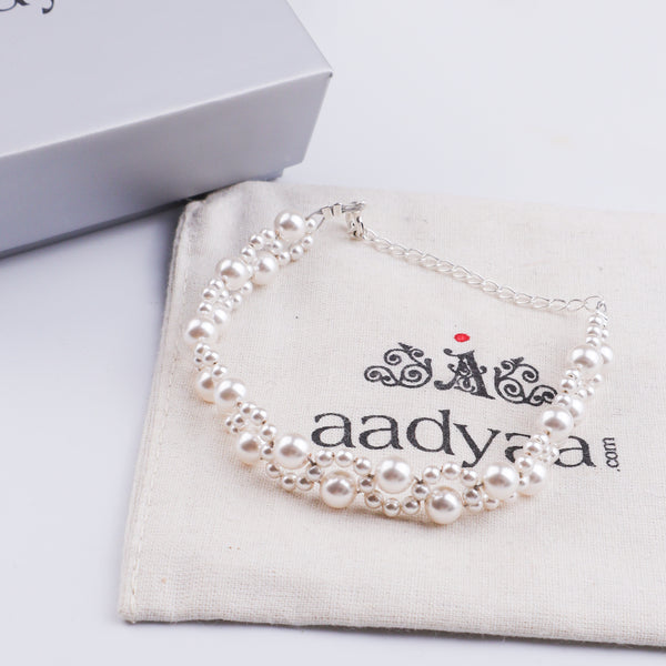 White Pearl Silver Bracelet (Project Handmade)