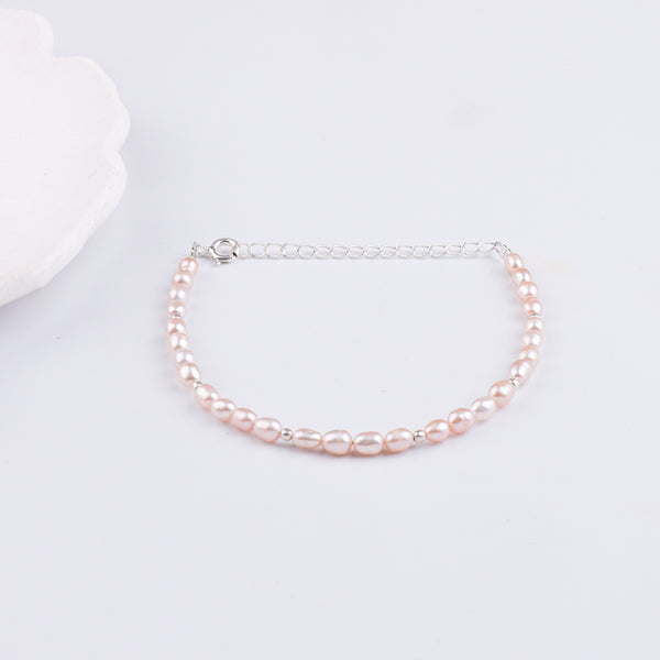 Rice Pearl Silver Bracelet (Project Handmade)