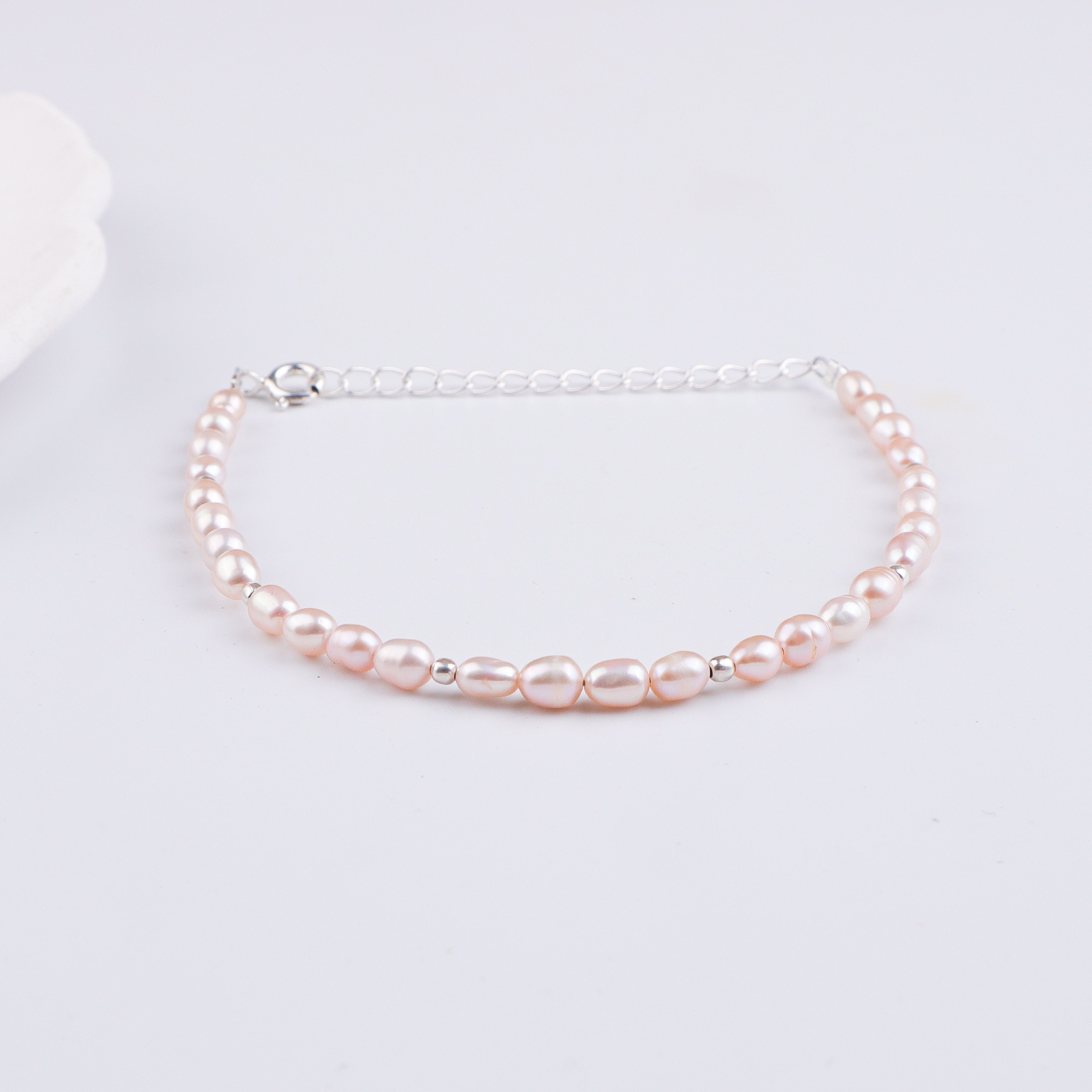 Rice Pearl Silver Bracelet (Project Handmade)