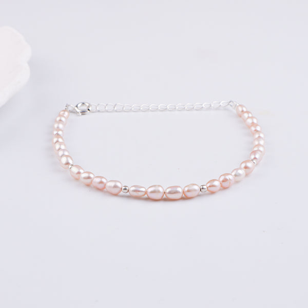 Rice Pearl Silver Bracelet (Project Handmade)