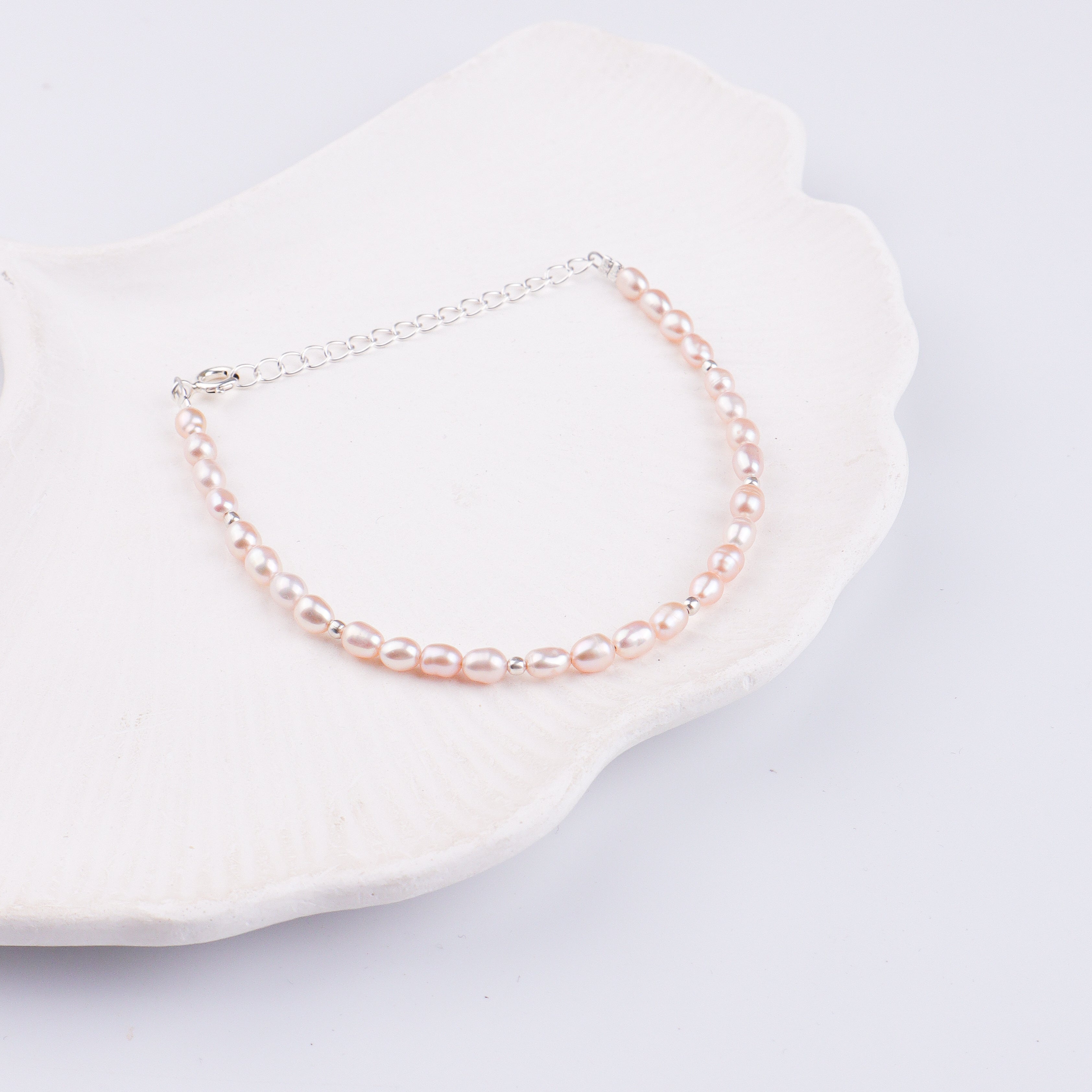 Rice Pearl Silver Bracelet (Project Handmade)