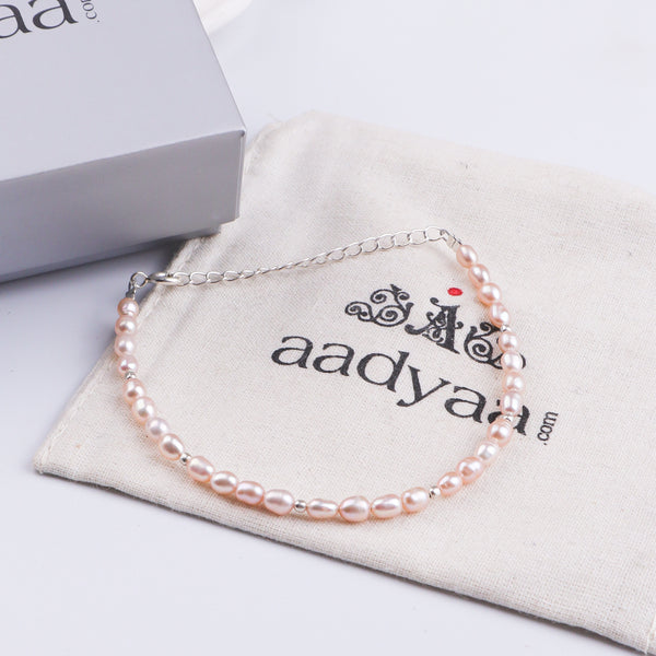 Rice Pearl Silver Bracelet (Project Handmade)