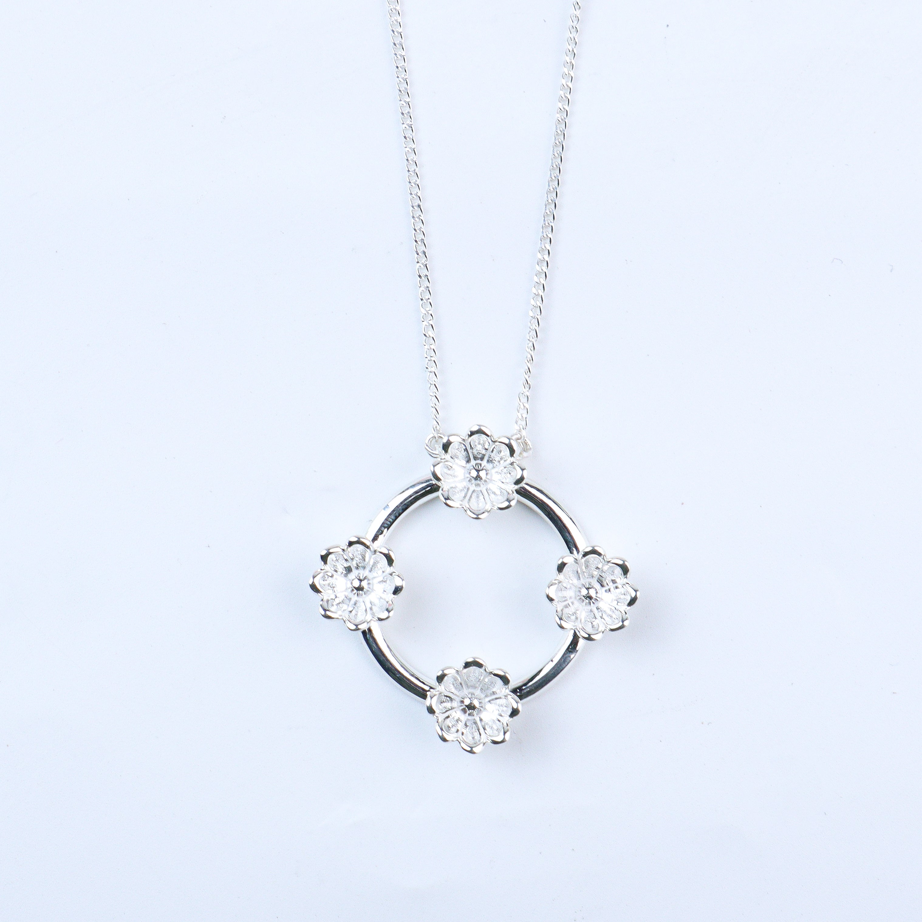 Four Flower Pendant Necklace