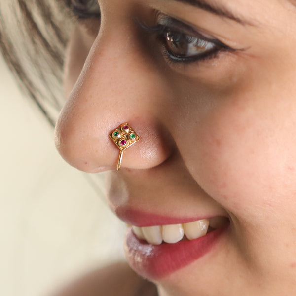 Silver Nakshatra Nose pin (Clip on) | 92.5 Silver | 22K Gold Plated