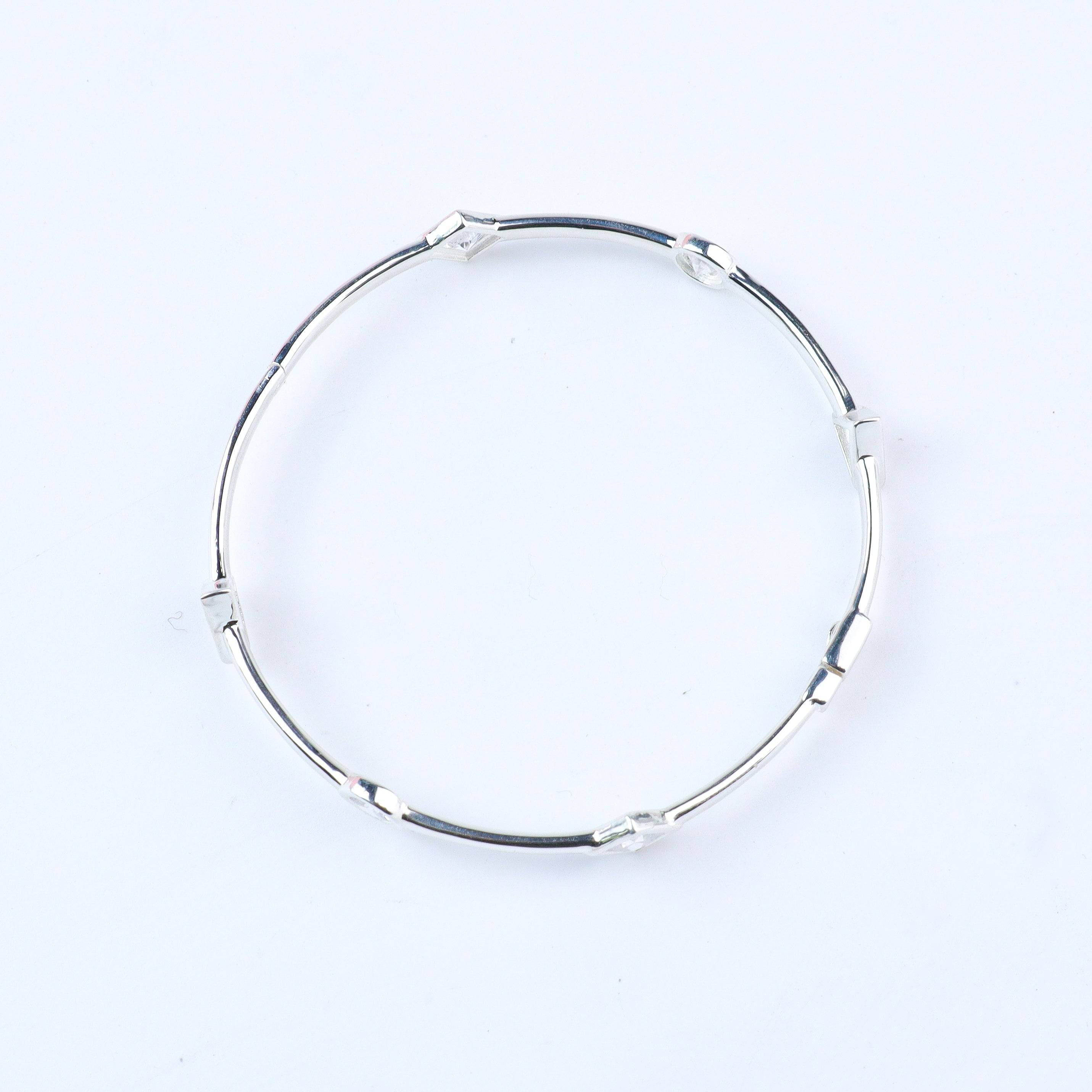 Silver CZ Openable Bangle