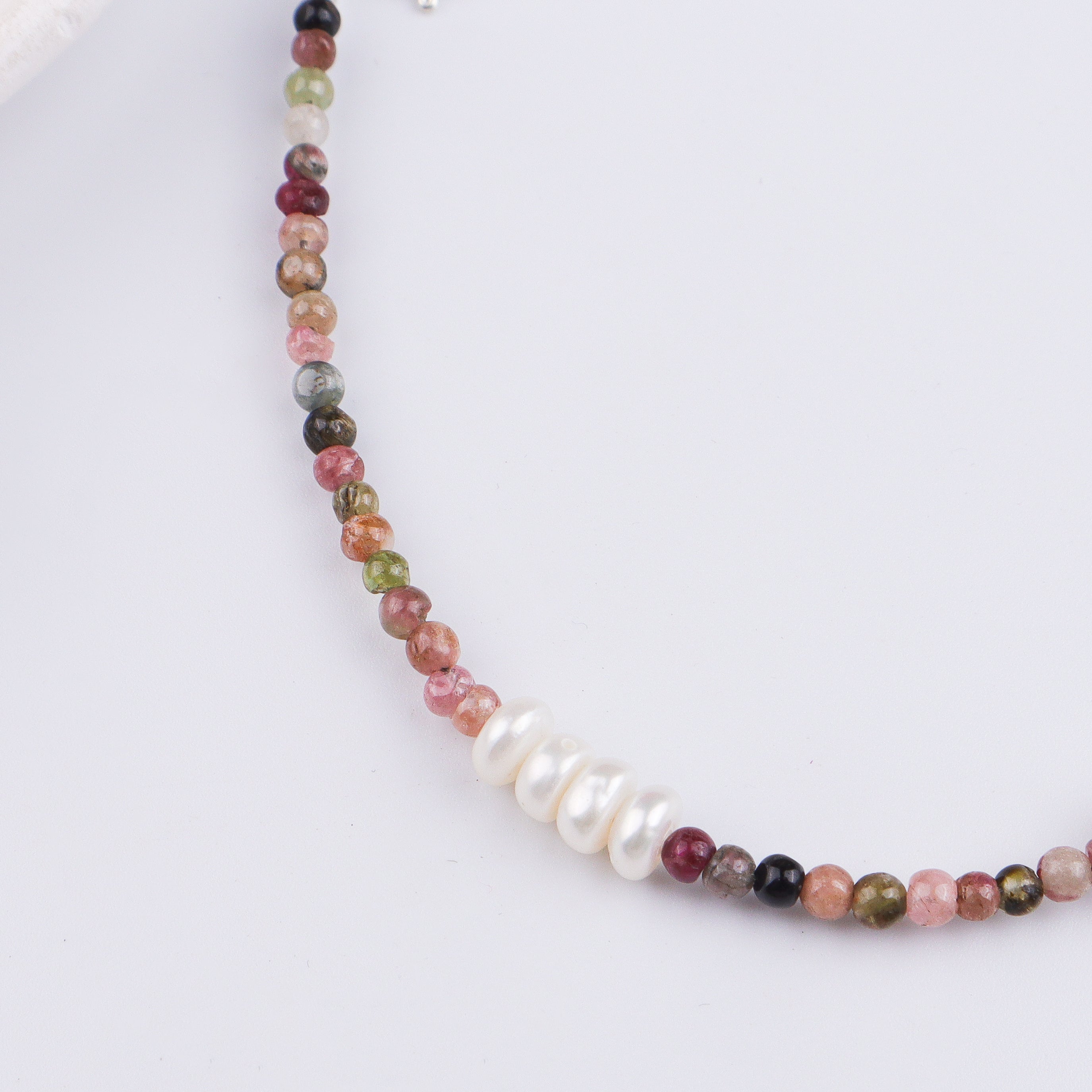 Tourmaline & Freshwater Pearl Silver Bracelet (Project Handmade)
