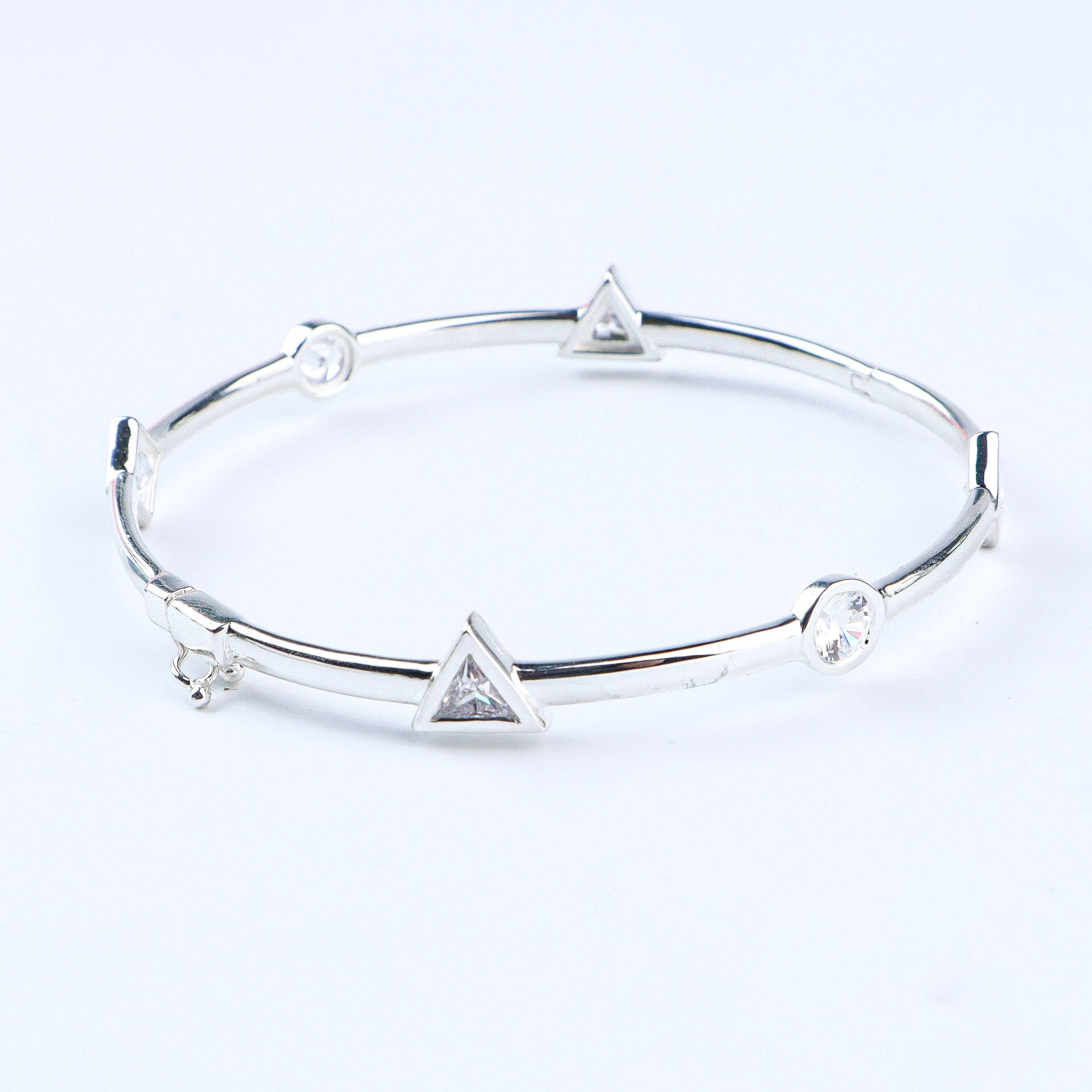 Silver CZ Openable Bangle