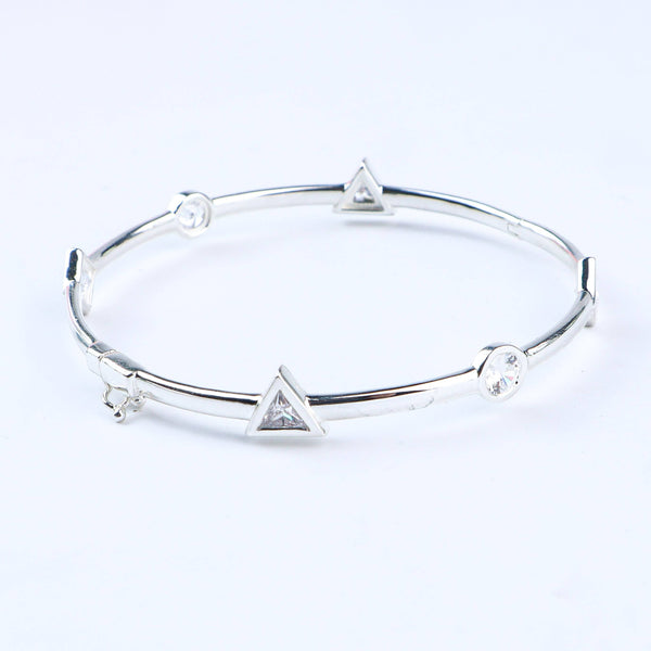 Model wearing Silver CZ Openable Bangle for festive look