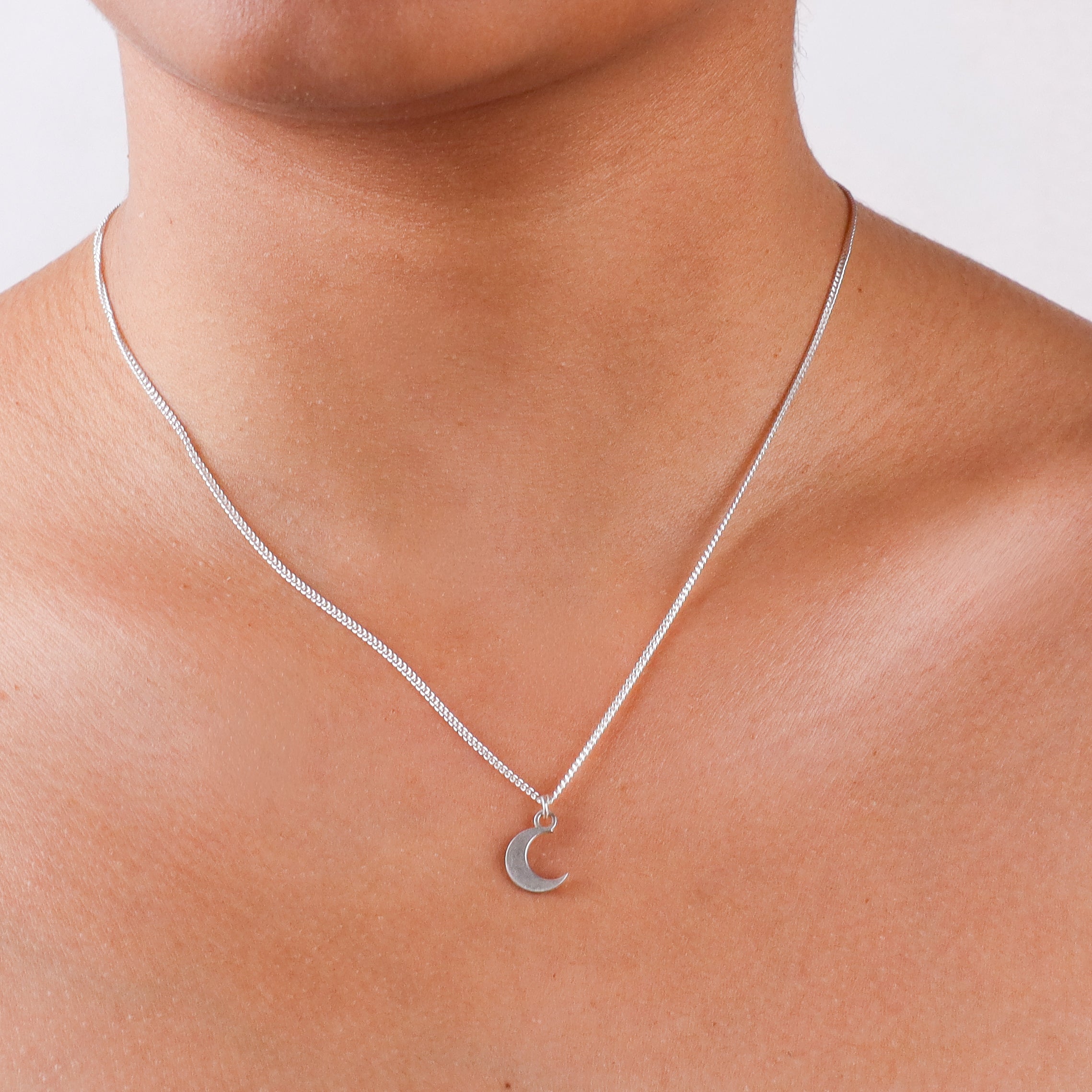 Moon pendant necklace in 92.5 sterling silver