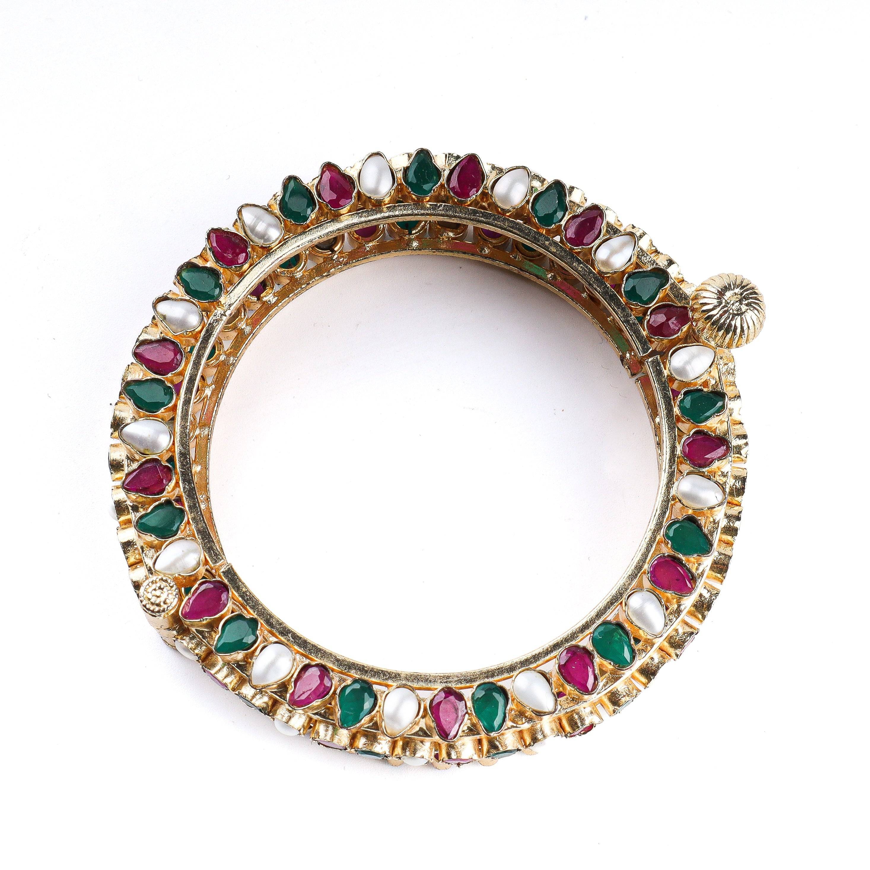 Detailed view of 22K Gold Plated Fashion Bangle (Single) highlighting intricate motifs, textured detailing, and premium 22K gold plating
