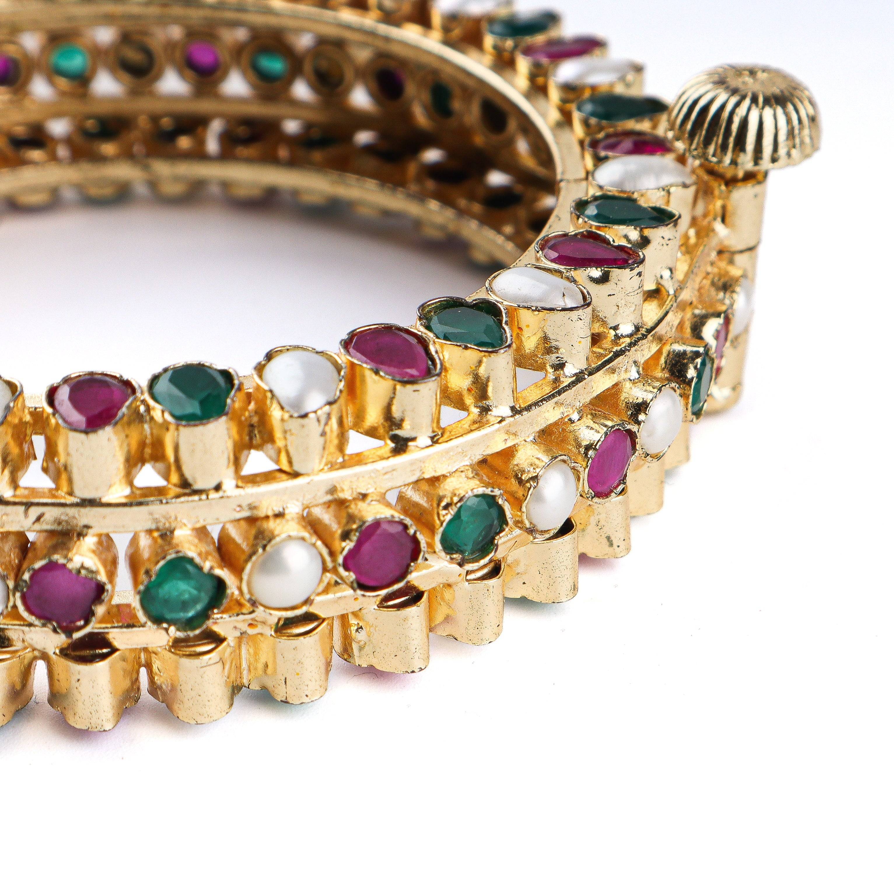 Close-up of 22K Gold Plated Fashion Bangle (Single) showcasing intricate detailing, fine craftsmanship, and rich 22K gold-plated finish