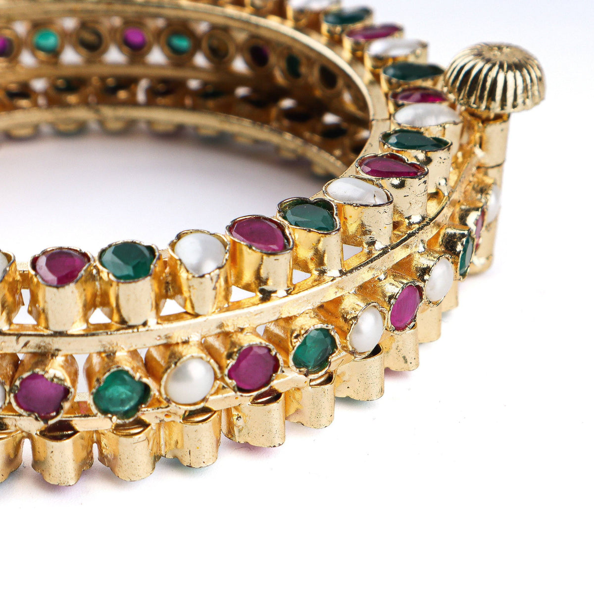 Close-up of 22K Gold Plated Fashion Bangle (Single) showcasing intricate detailing, fine craftsmanship, and rich 22K gold-plated finish