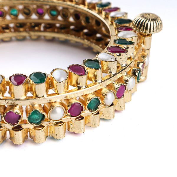 Close-up of 22K Gold Plated Fashion Bangle (Single) showcasing intricate detailing, fine craftsmanship, and rich 22K gold-plated finish
