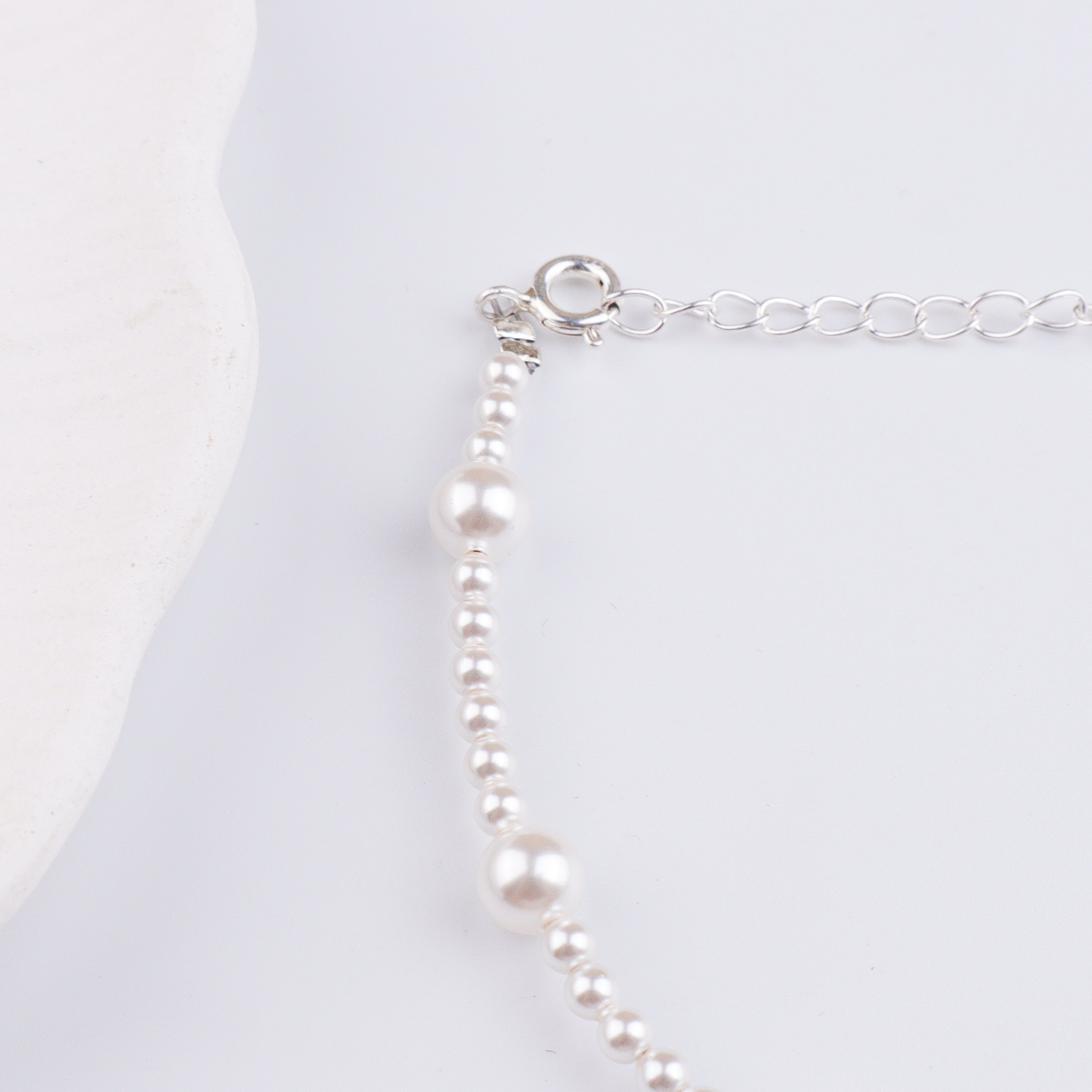 White Pearl Silver Bracelet (Project Handmade)
