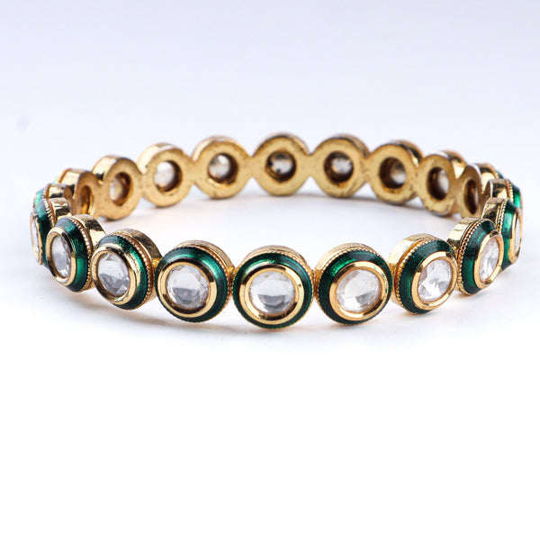 Close-up of a 22K gold-plated fashion bangle (single) showcasing intricate detailing, fine craftsmanship, and rich 22K gold plating