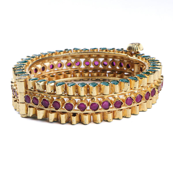 Close-up of a 22K gold-plated fashion bangle (single) showcasing intricate detailing, fine craftsmanship, and rich 22K gold plating