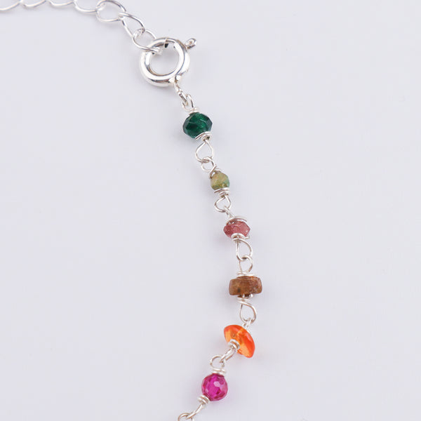 Multicolor Stone & Pearl Silver Bracelet (Project Handmade)