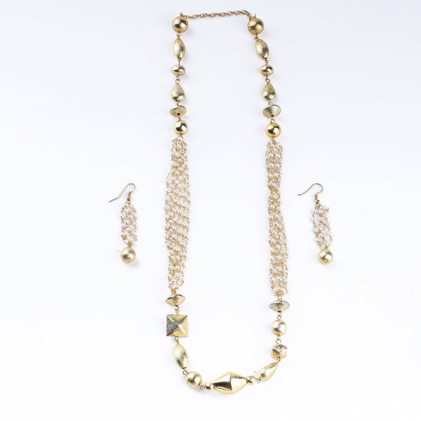 Detailed view of the 22K gold-plated fashion set highlighting intricate motifs, textured detailing, and a premium 22K gold-plated finish