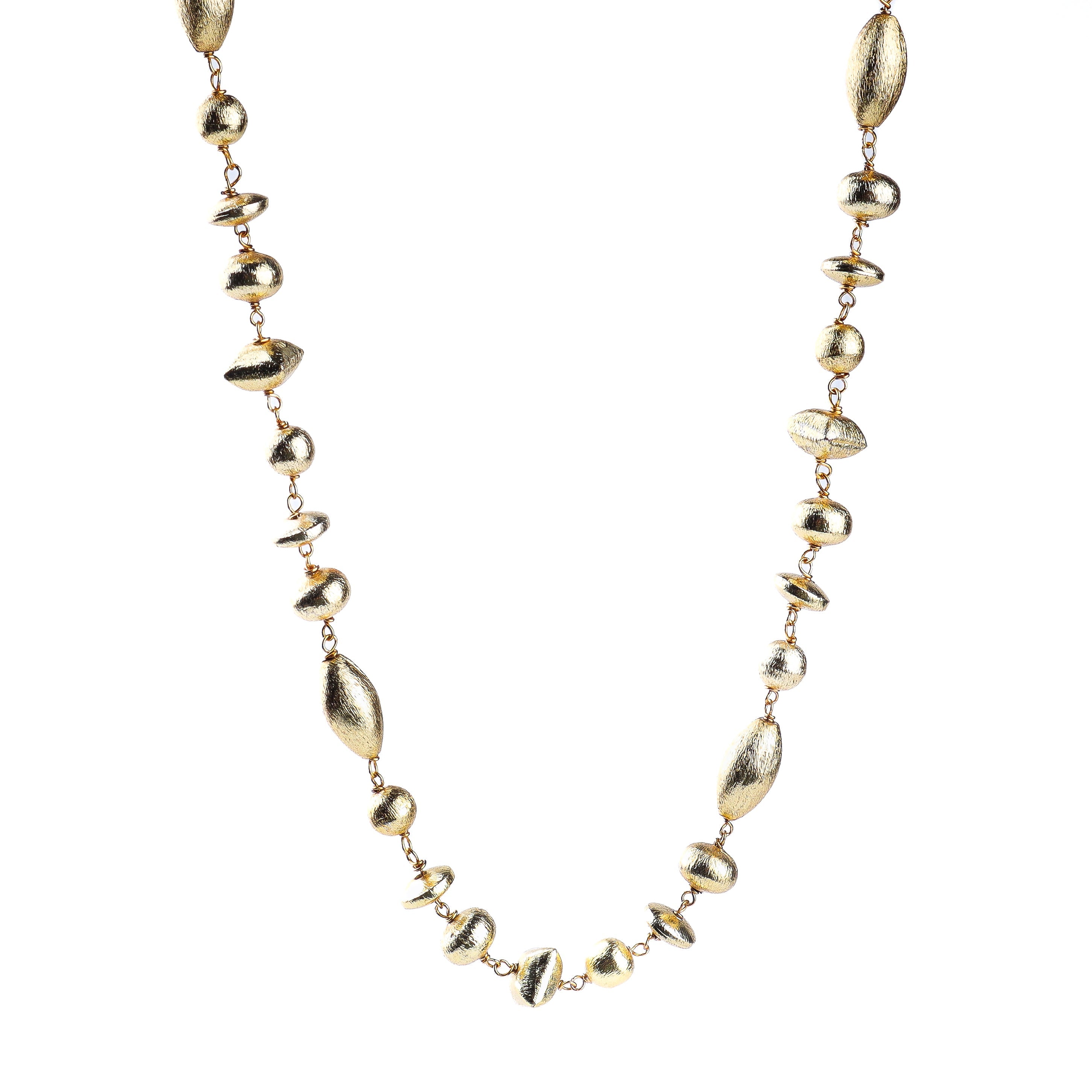 Model wearing 22K gold-plated fashion necklace for a sophisticated and elegant jewellery look