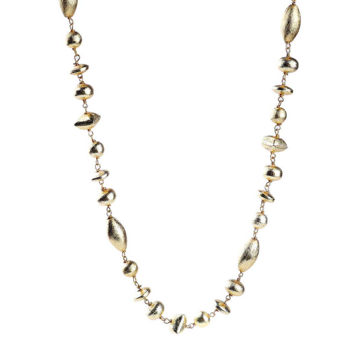 Model wearing 22K gold-plated fashion necklace for a sophisticated and elegant jewellery look