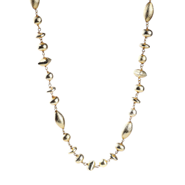 Model wearing 22K gold-plated fashion necklace for a sophisticated and elegant jewellery look