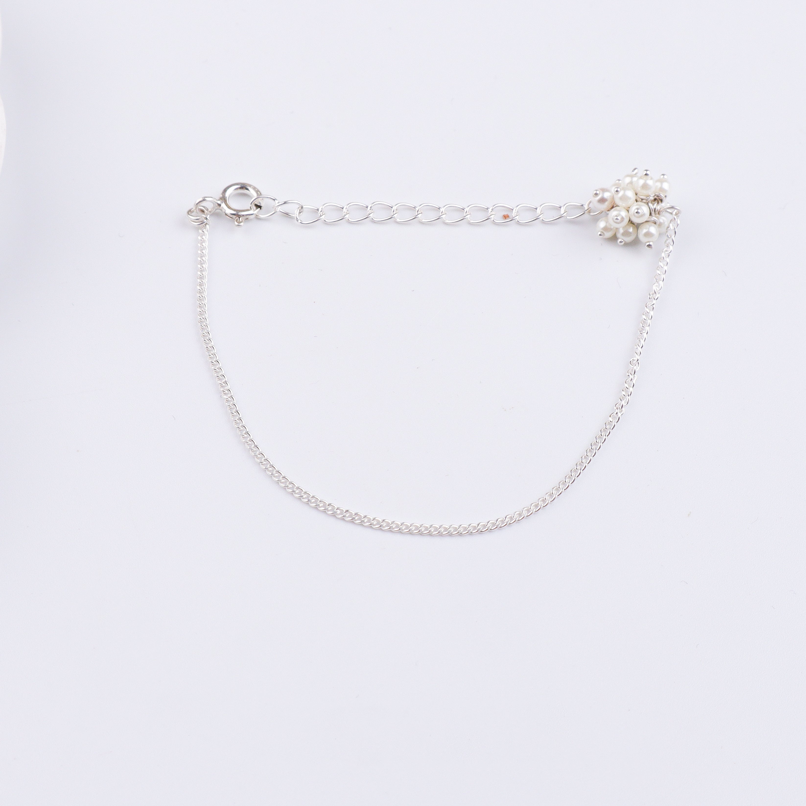 Pearl Bunch Silver Chain Bracelet (Project Handmade)