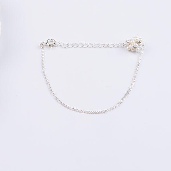 Pearl Bunch Silver Chain Bracelet (Project Handmade)