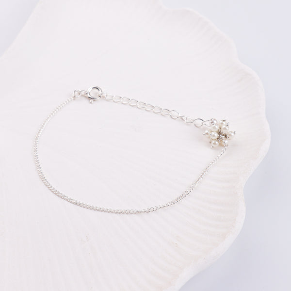 Pearl Bunch Silver Chain Bracelet (Project Handmade)