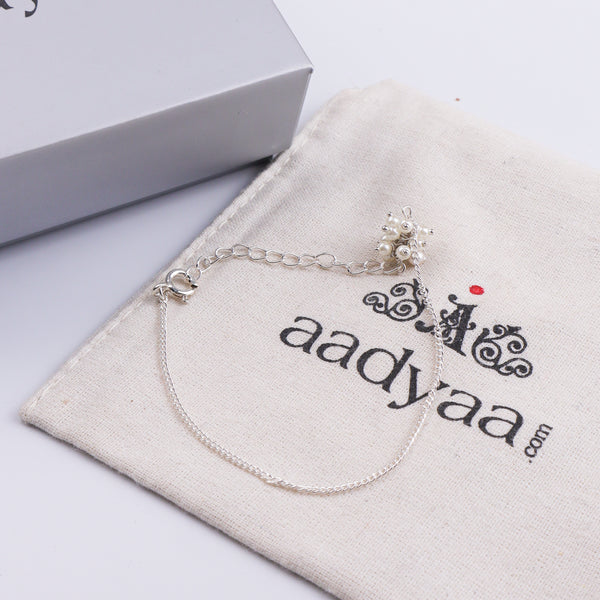 Pearl Bunch Silver Chain Bracelet (Project Handmade)