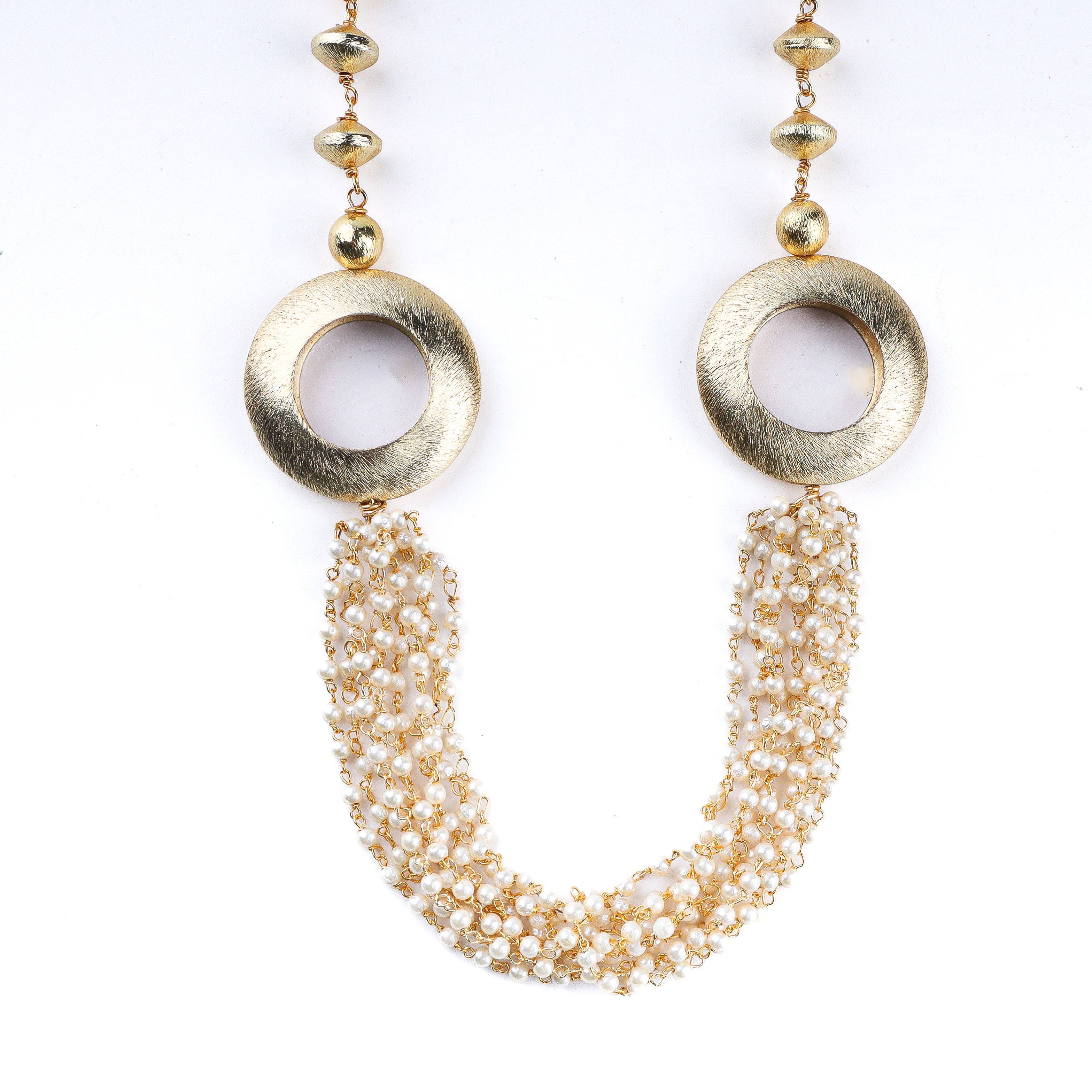 Close-up of 22K gold-plated fashion necklace showcasing intricate detailing, fine craftsmanship, and rich 22K gold plating