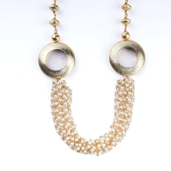 Close-up of 22K gold-plated fashion necklace showcasing intricate detailing, fine craftsmanship, and rich 22K gold plating