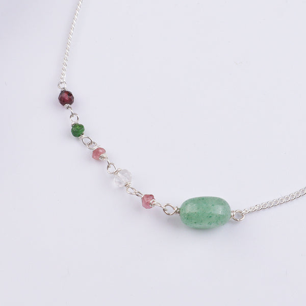 Russian Quartz & Multicolor Stone Silver Chain Bracelet (Project Handmade)