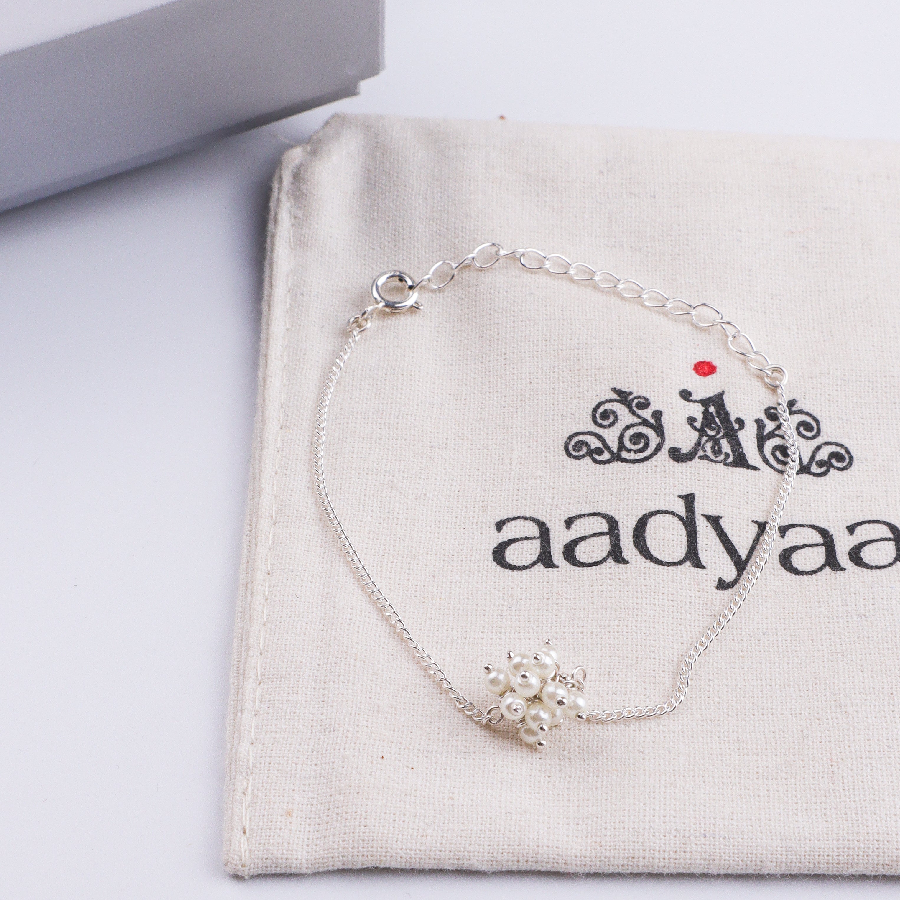 Pearl Bunch Silver Chain Bracelet (Project Handmade)