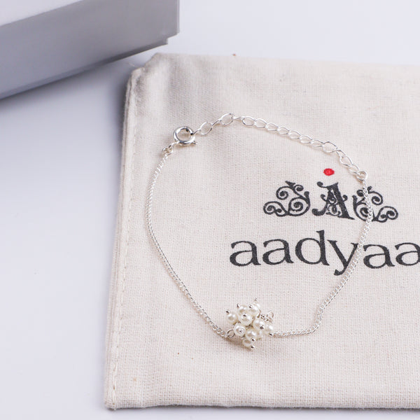 Pearl Bunch Silver Chain Bracelet (Project Handmade)