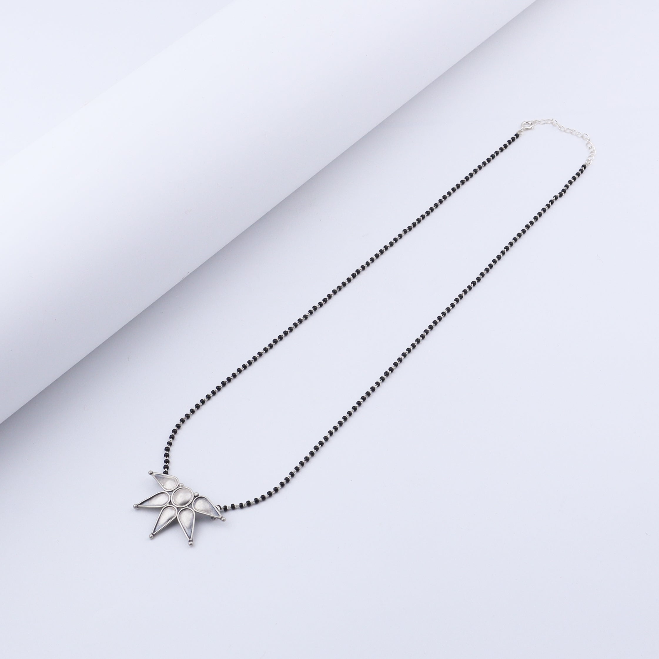Silver Half Flower Mangalsutra