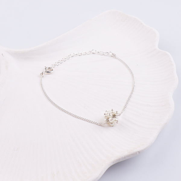 Pearl Bunch Silver Chain Bracelet (Project Handmade)