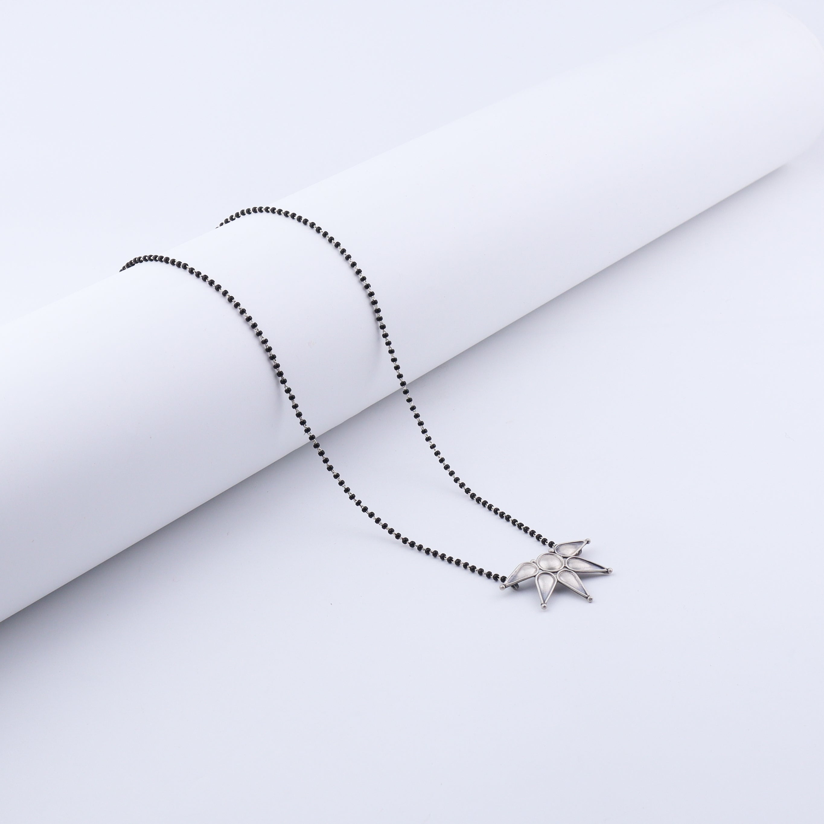 Silver Half Flower Mangalsutra